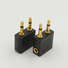 20pcs Gold plated 3 5 mm to 3 5 mm 2 Airplane Headphone audio Adapter