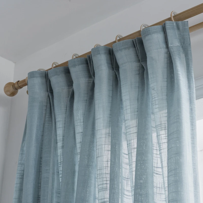 

Simple modern cotton, linen, pure-color curtain, living room, floor-to-floor window, finished product thickening
