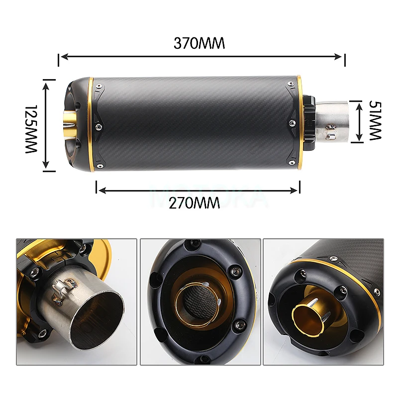 Универсальный 51 мм мотоцикл Akrapovic Модифицированная выхлопная труба из углеродного волокна два братьев глушитель матовый цвет Escape Moto ZX6R слипоны