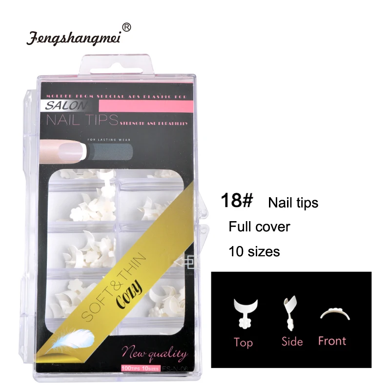 

fengshangmei 100pcs White French Nail Tips Short False Nails