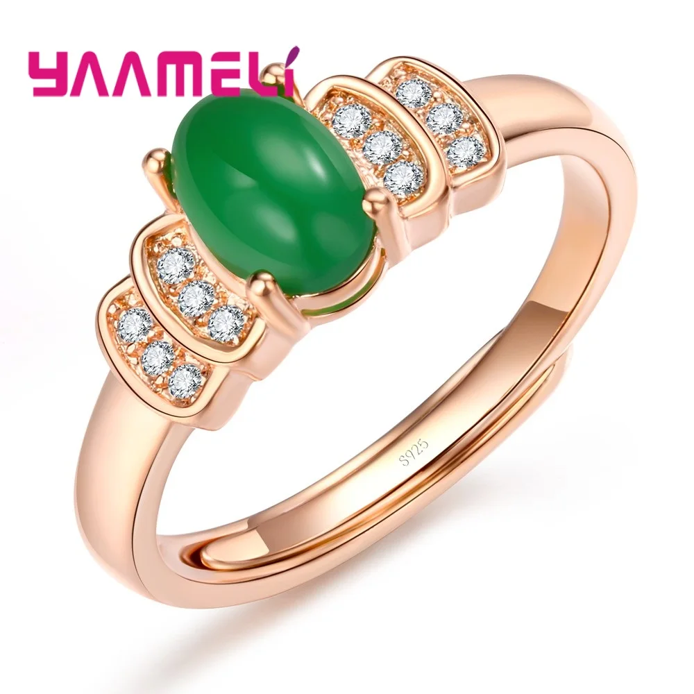 

Prevailing Rose Gold Color Finger Rings For Female Ladies Oval Opal Store With Best Cubic Zircon Opening Crystal Jewelry