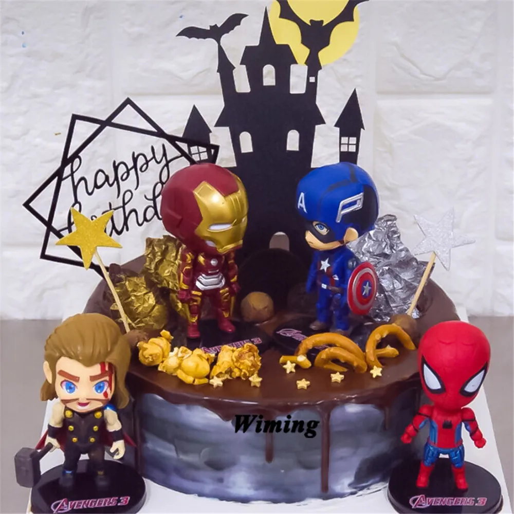 

the avengers toys cake topper gifts for birthday cake decorating supplies first birthday kids toys super heroes cupcake toppers