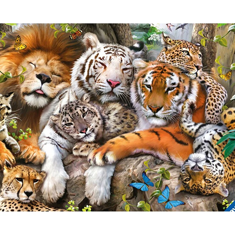 

New 5d Full Square Tiger Diamond Painting Cross Stitch Diy Animal Diamond Embroidery Cross-stitch Wall Sticker Decals D