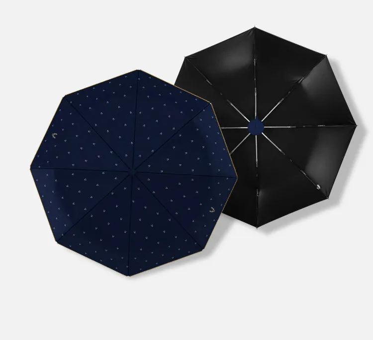 Genuine Brand Automatic Folding Umbrella Rain Women Dark Blue Quality Sunscreen Lace Umbrellas Ladies Deer Pattern Parasols