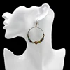 Colorful Beads Dangle Stone Earrings Ethnic Trendy Style Earring Metal Hoop Circle Exaggerated Ethnic Drop Earring ► Photo 2/6