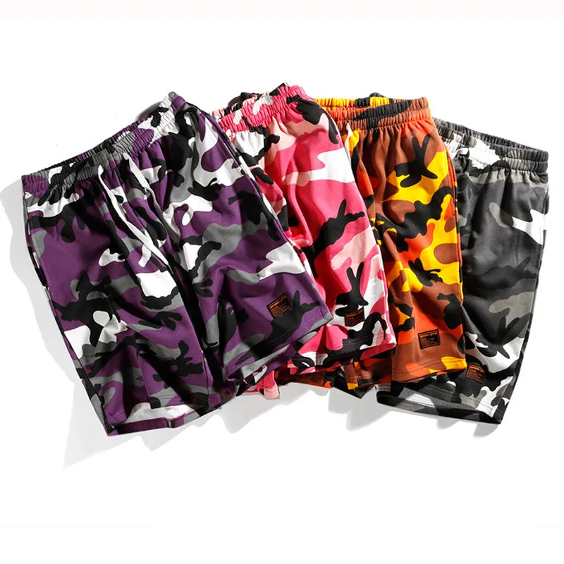 Bebovizi Brand Summer Gray Camo Casual Shorts Hip Hop Unisex Men Women Joggers Cotton Loose Streetwear Camouflage Sweatpants