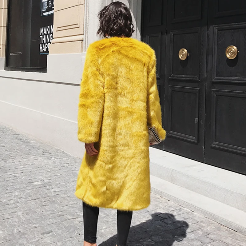 Женское пальто из искусственного лисьего меха с длинным рукавом|for coat|fur coatfur coat
