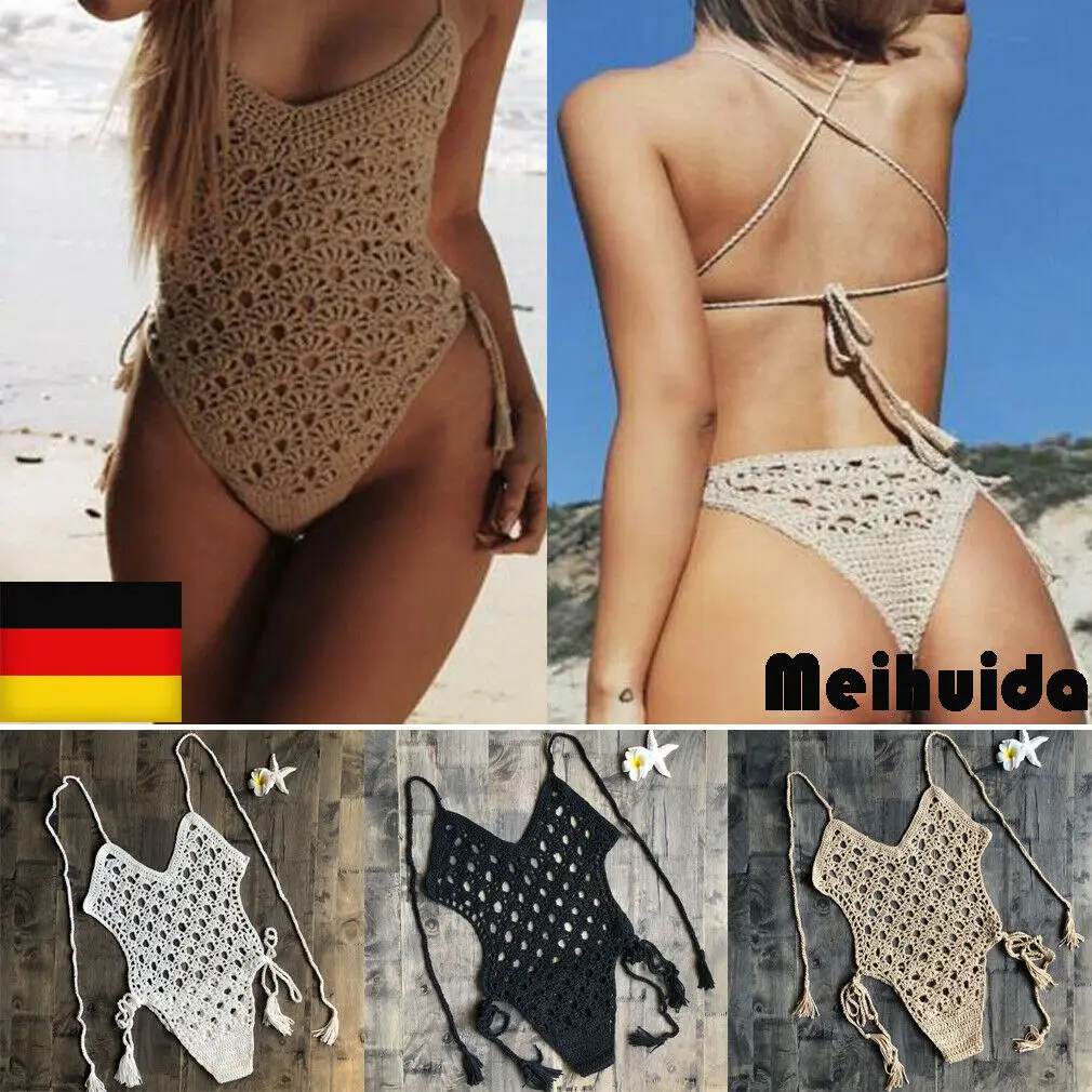 

Panties Bikini Knitted Swimwear Women Crochet Top Beach Boho Swimsuit Knitted Ladies Swimwear Womens Knit Bra