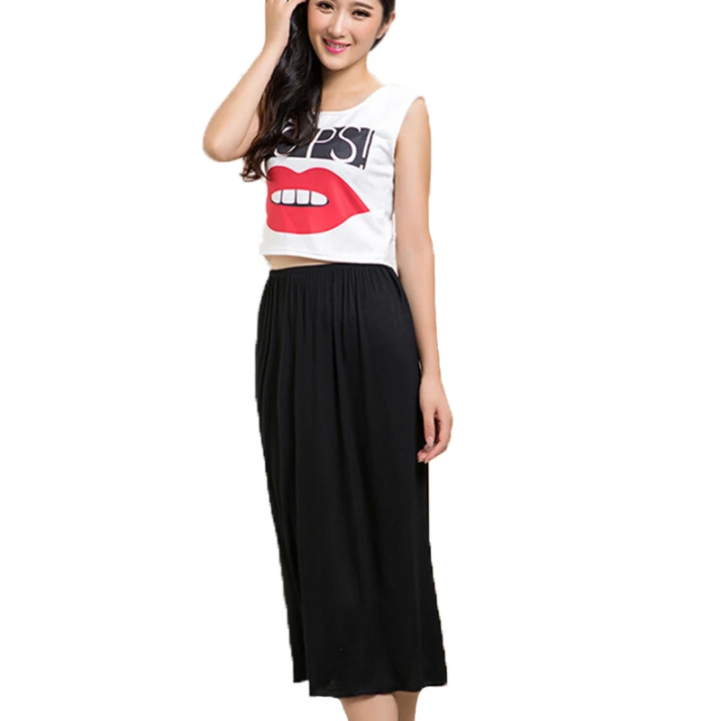 70cm Female modal cotton skirts Long Maxi Half Slip package hip womens