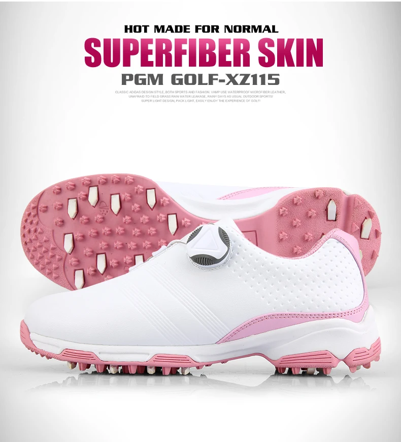 Pgm/Аутентичные женские туфли для гольфа; женские водонепроницаемые легкие кроссовки из микрофибры; нескользящая обувь для гольфа с вращающейся пряжкой; D0753