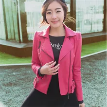 ПУ Мото куртка-бомбер женская элегантная молния весна Bodycon Высококачественная парка кожаная куртка черная красная куртка