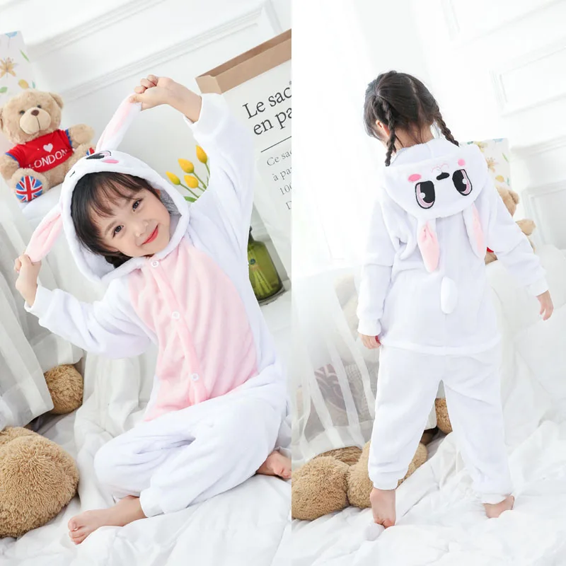 Animal Pajamas Sets Winter Flannel Cartoon Sleepwear Unicorn Pajamas Animal Unicornio panda Jumpsuit Children onesie 4-12Yrs - Цвет: L030