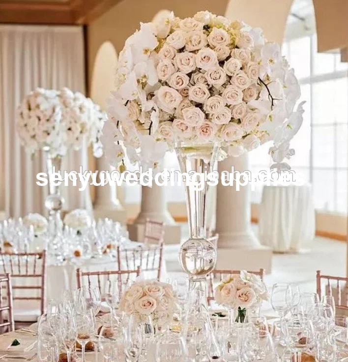 Стиль Круглый высокая труба стол акриловые вазы для Свадебные украшения senyu0061