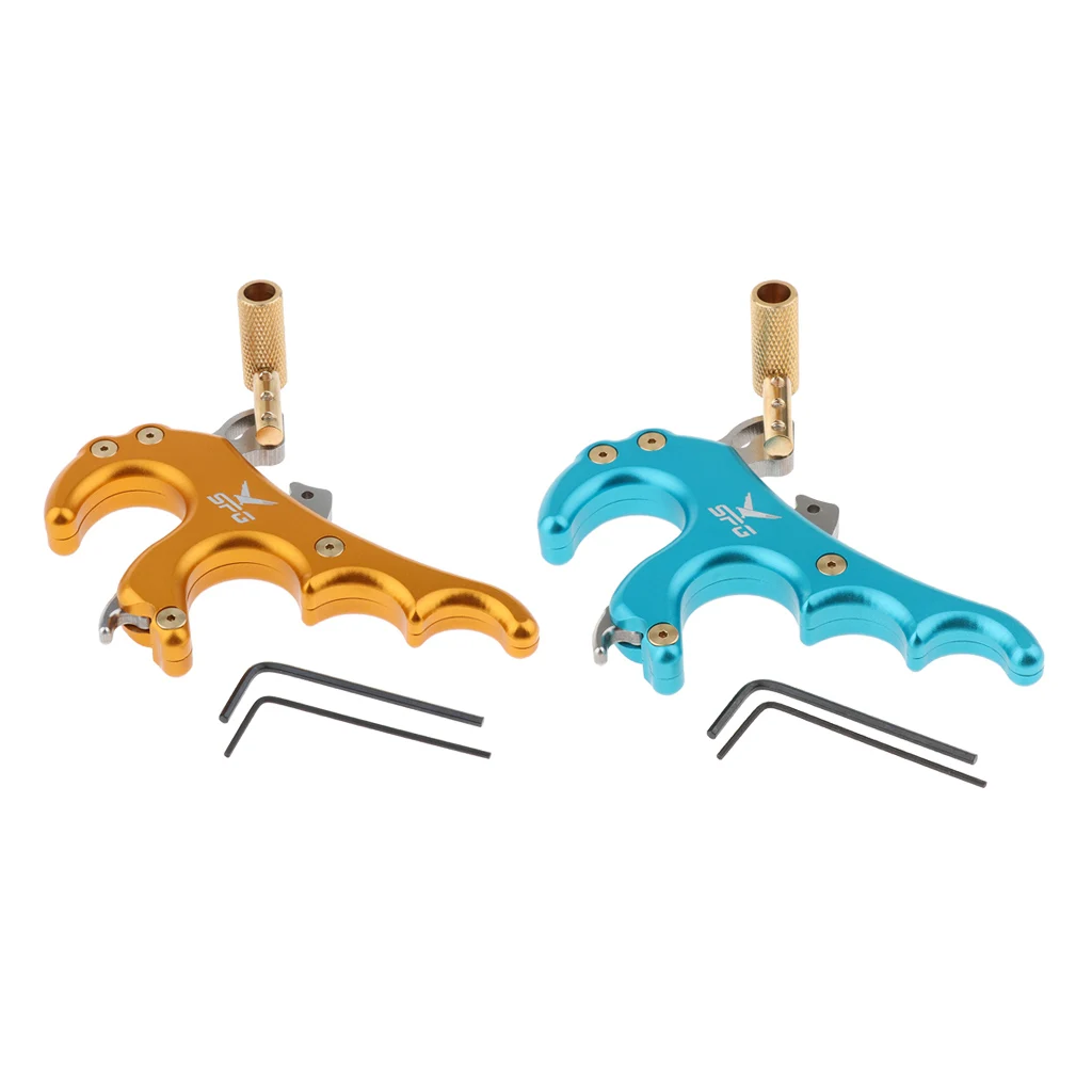 

Aluminum Alloy 4 Fingers Gold Grip Automatic Compound Bow Release Aid For Hunting Shooting Target Hunting Practice Training