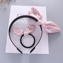 1 шт. веревка для волос для девочек Полосатые уши кролика лента для волос, бабочка костюм с повязкой на голову комбинация G0409