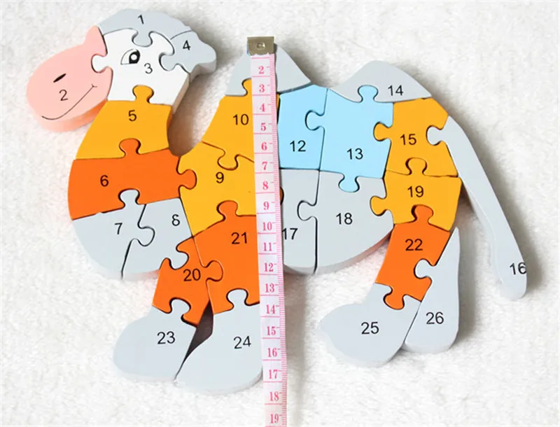 New wooden toy Animal 26 piece English letters and digital cognitive Wooden Jigsaw Puzzle Free shipping