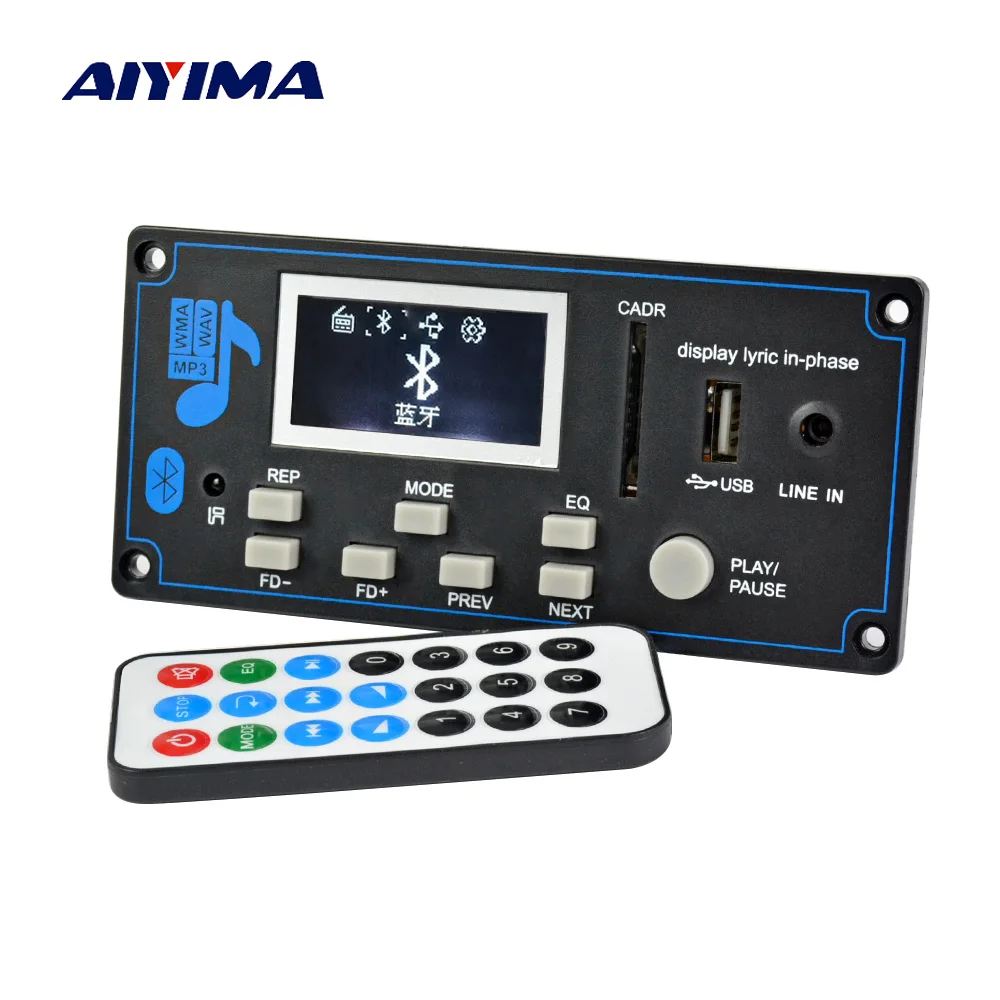 Aiyima 12 В WAV WMA MP3 декодер доска Bluetooth приемник аудио с Запись усилитель модификация