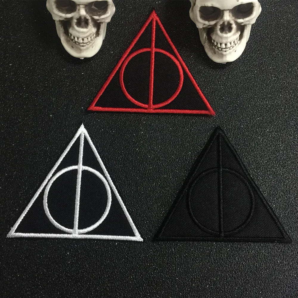 

HARRY POTTER DEATHLY HALLOWS Iron On Patch Embroidery Applique Sewing Label Patches Clothes Stickers Apparel Accessories Badge