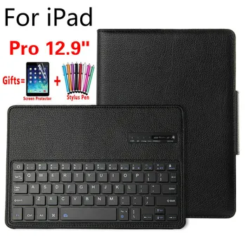 

Magnetically Detachable ABS Bluetooth Keyboard case For iPad Pro 12.9" 2017 2015 Portfolio Folio PU Leather Case Cover Funda+Pen