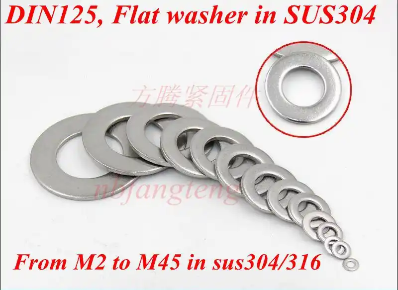 10PCS/Lot, DIN125A M12, M12 Flat washer in SUS304, Stainless steel metal flat washer M12