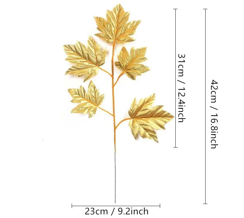 Золотой искусственный шелк черепаха лист железная ветка дерева Рождество свадебное украшение фон цветок листья растения искусственная листва