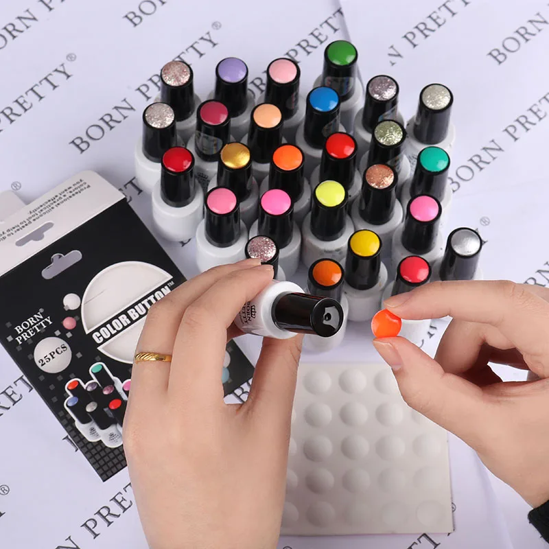  BORN PRETTY Colour Buttons for UV Gel Polish Color Display Adhesive Paster White Silicone Glue Pape