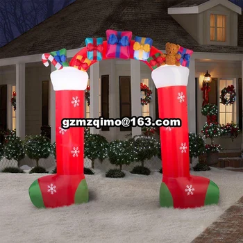 Cheap Eautiful 9 Feet High Inflatable Christmas Door Christmas Arch With Blower And LED Light Funny For 2017 Christmas Decorations