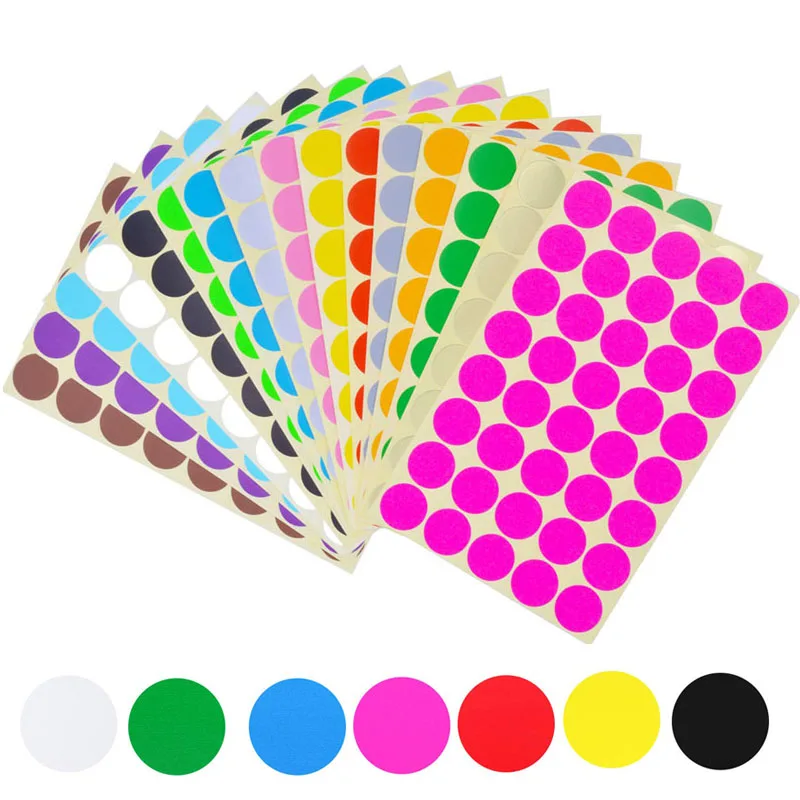 

Round Stickers in 7 Assorted Colors Colored Sticker Dots Coding Circle Dot Labels Diameter 6mm 8mm 10mm 13mm 19mm 25mm