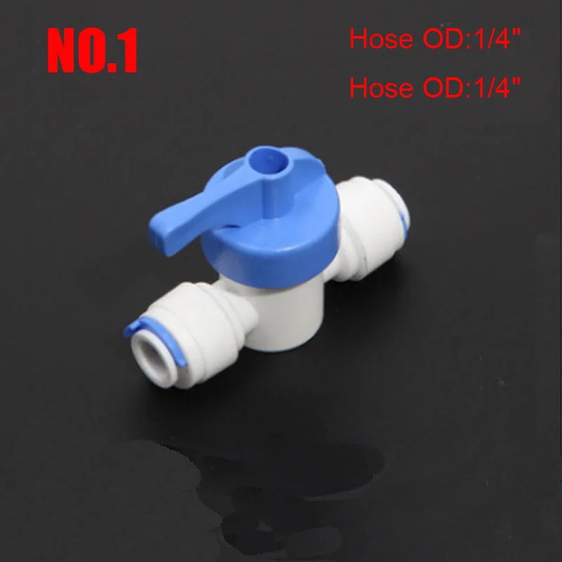 

RO Water Straight 1/4" 3/8" OD Hose Quick Connection Control Fittings Plastic Water Ball Valve Reveser Osmosis Aquarium Fittings