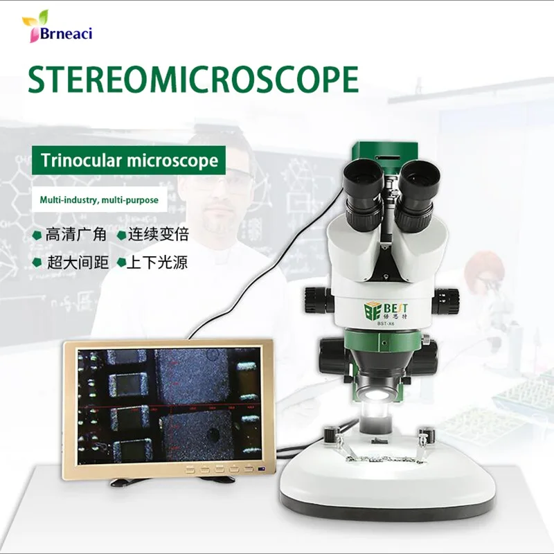  BST Trinocular Stereo Microscope HD Multifunction Medical Mobile Phone CPU Motherboard Chip Repair 