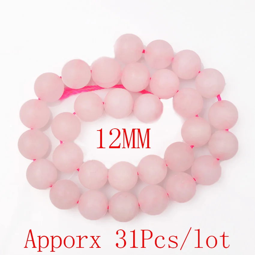 CAMDOE DANLEN Природный Рок-кристалл розовый кварц матовый тупой лак бусины 4 6 8 10 12 шарики подходят DIY для изготовления ювелирных изделий - Цвет: 12MM