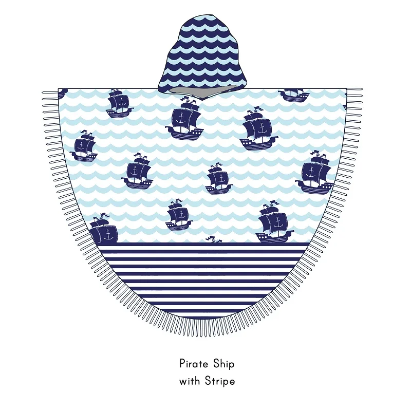 Набивным рисунком с капюшоном полотенце из микрофибры пляжная одежда Ванна Полотенца пляжный комбинезон детский плащ с капюшоном детское полотенце 60*120 см 1 шт./лот - Цвет: Pirate Ship