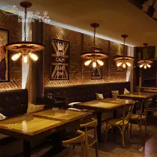 Винтаж кованого железа люстра лампа передач Творческий персонализированные ресторан кафе-бар индустриальный Лофт ветер люстра