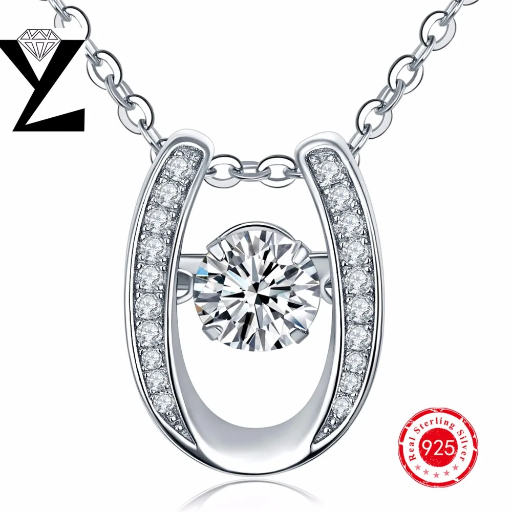 Real Sterling Silver 925 Natural Crystal Stone Pendant White Gold