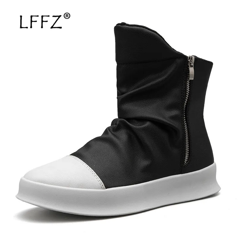 LFFZ/крутая дизайнерская однотонная мужская обувь на молнии удобная кожаная