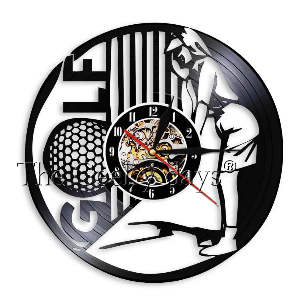 Golf Ball Hobby Modern Sport Vinyl Record Wall Clock Golf Club Course Brassie Wall Hanging Decor Clock Gift for Golf Game Lover