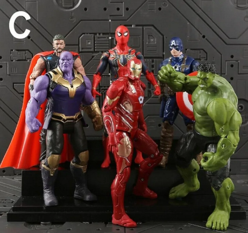 6pcs/set Marvel Toys The Avengers Figure 18cm Superhero Batman Thor Hulk Captain America Action Figure Collectible Model Doll 6pcs/set Marvel Toys The Avengers Figure 18cm Superhero Batman Thor Hulk Captain America Action Figure Collectible Model Doll