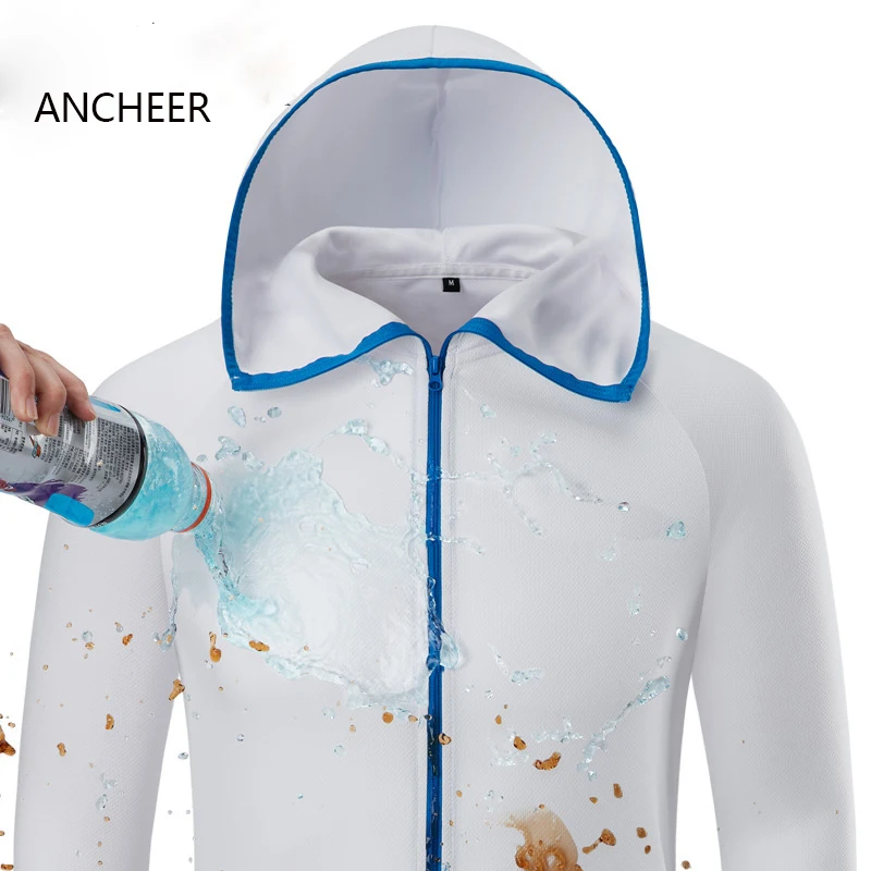 Hydrophobic Ice Silk Man Fishing Clothing Outdoor Camping Hiking Hooded Jackets Waterproof Anti-Fouling Quick-Drying-Protect