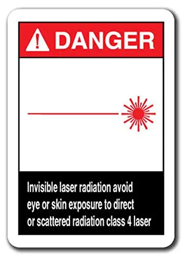 

For Danger Sign Invisible Laser Radiation Avoid Eye Or Skin Class 4 Label Sticker Retail Store Sticks to Any Surface 8"