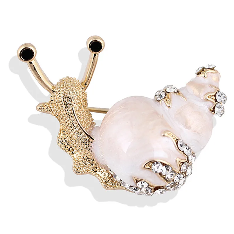 

1Pcs Available Rhinestone Snail Brooches For Women Cute Small Insect Brooch Pin Fashion Enamel Pin High Quality 2 Colors