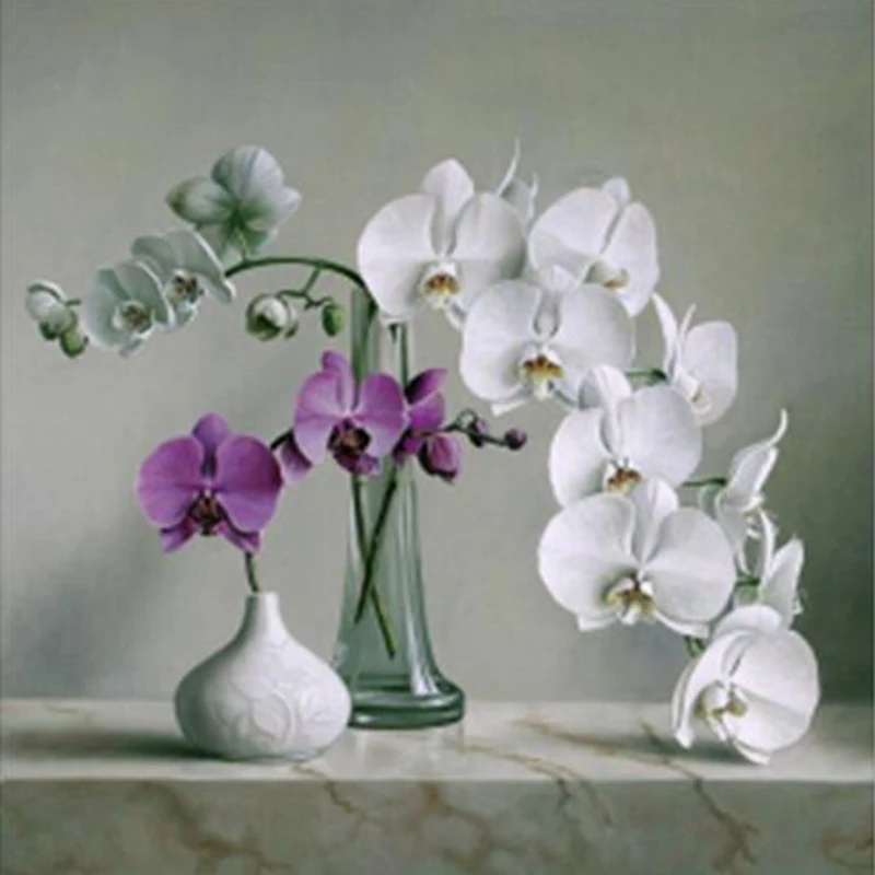 

3D Purple Orchid DIY Handwork Diamond Embroidery Painting Culture Diamond Mosaic Pattern Full Squar meter diamond painting RY059
