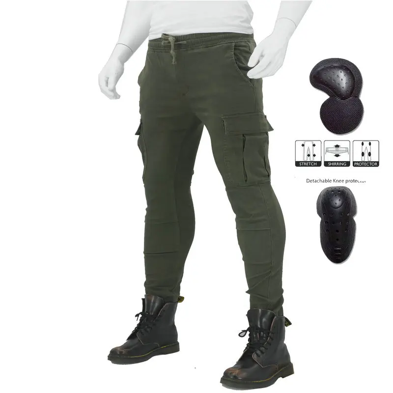 Tkosm мотоцикл брюки Для мужчин Moto Jeans Мотокросс гоночные джинсы Черный, серый цвет армейский зеленый Повседневное Брюки наколенники для езды на мотоцикле щитки