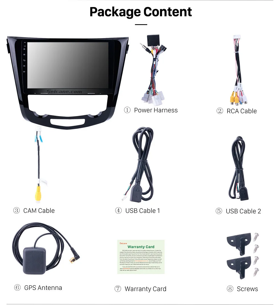 Best Seicane 2din Android 8.1 10.1" Bluetooth GPS System 1080P 4core Car Radio For 2014 Nissan QashQai X-Trail support WiFi TPMS OBD 18