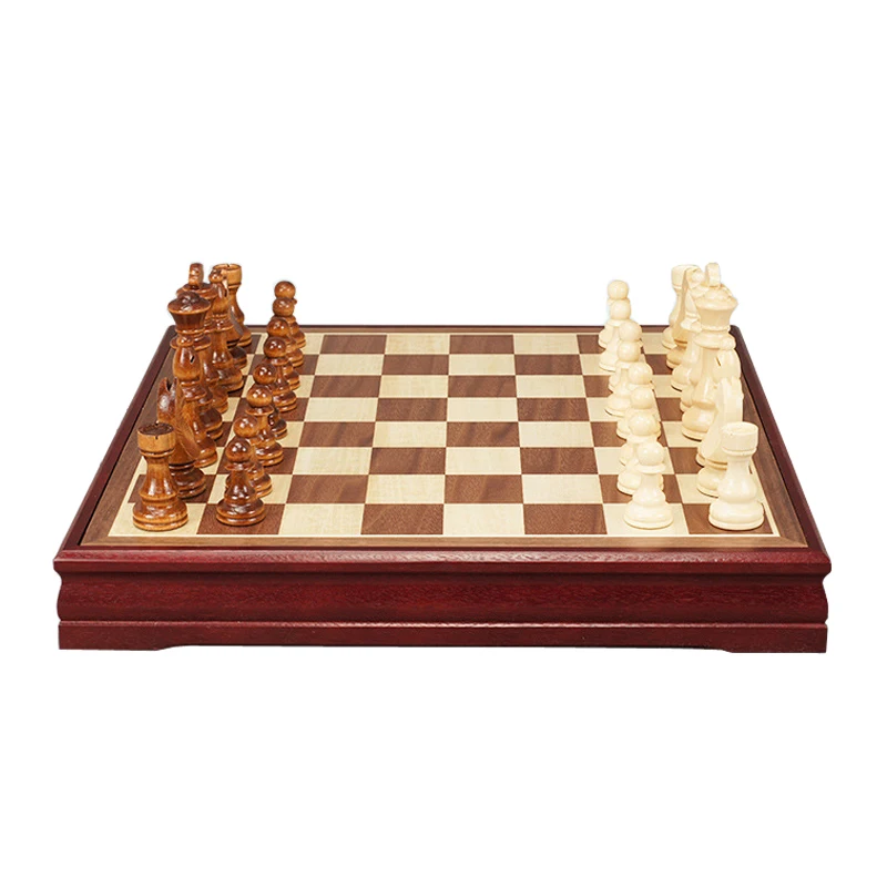 Pattern Chess Pieces Wood Coffee Table Professional Chess Board Family Game Set Traditional Game qenueson