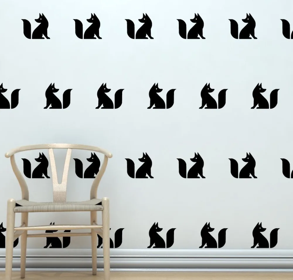 مجموعة من 40 الثعلب الظلية الجدار ملصق فوكس ملصق الحديثة ديكور المنزل الجداريات الفينيل الفن صفقات للأطفال الحضانة غرفة نوم s-22