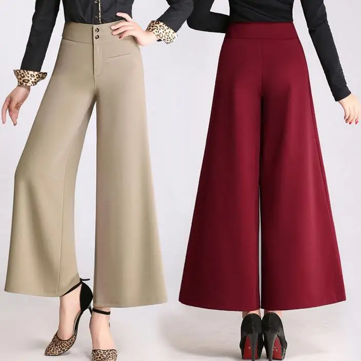 2016 spring and summer high waist wide leg pants female Pants loose casual pants women capris plus size
