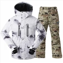 Лыжная куртка+ штаны, утепленная,, мужской лыжный костюм, ветронепроницаемая водонепроницаемая верхняя одежда для кемпинга, катания на лыжах, Супер теплая