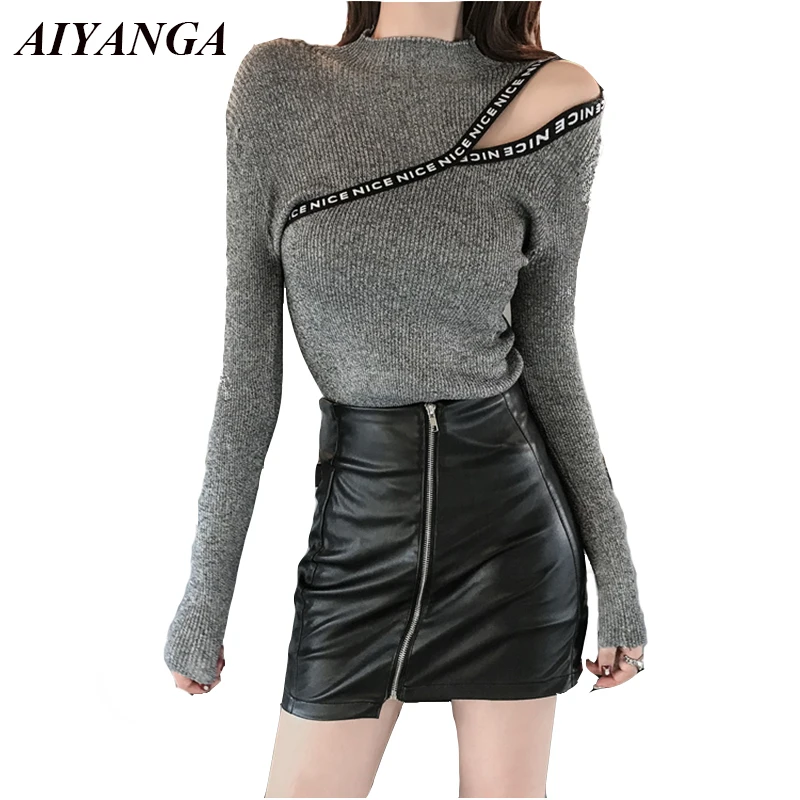 

Sexy Sweaters Women Autumn Winter knitted Sweaters Ladies Pullovers Knitting Tops Long Sleeve Slim Elasticity Knit Top