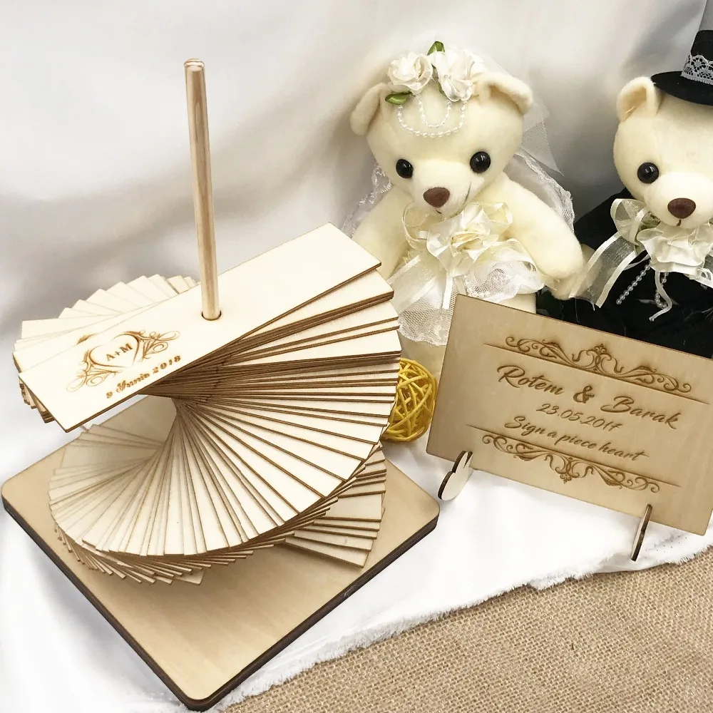 Wedding  Guest Book, Personalised Drop Top Wedding Guestbook Album, Personalized Wooden Guest Book Alternative Bridal Shower Wedding Gifts 5