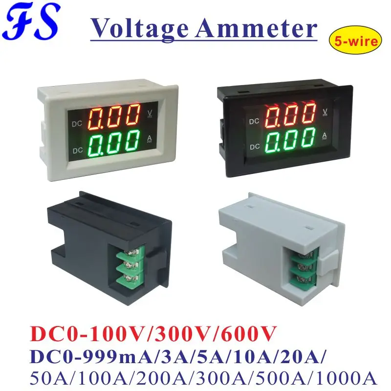 

YB4835VA Digital Voltmeter Ammeter DC 0-100V 300V 600V Panel Amp Volt Voltage Current Meter DC 10A 20A 50A 100A 200A 300A 500A